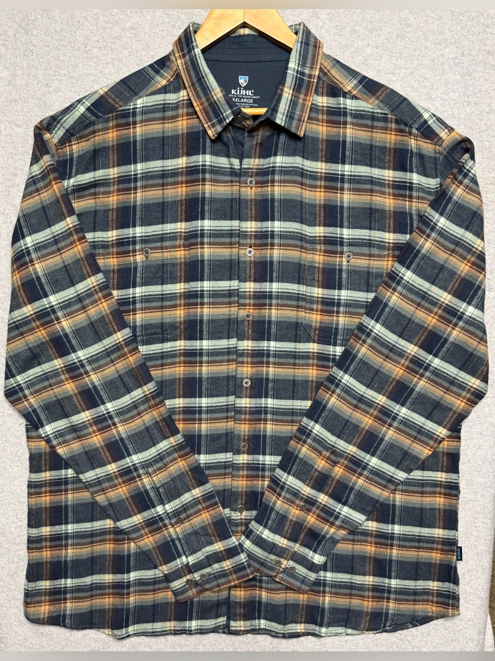 KÜHL Fugitive Flannel Shirt Men’s XXL Plaid Button Up Outdoor Hiking 7202